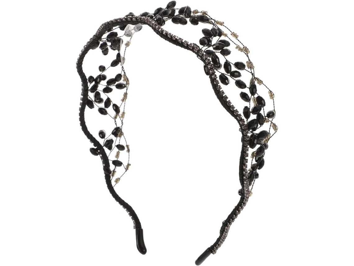 Tiara Preta De Cristal Com Strass E Miçangas Brilhantes, Elegante E Perfeita Para Casamentos E Festas.