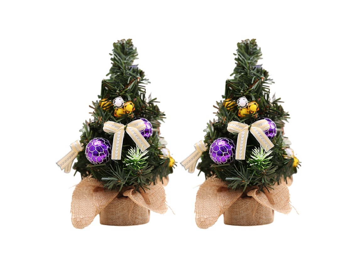 2Pcs Mini Árvore de Natal Enfeites de Mesa de Natal Roxo