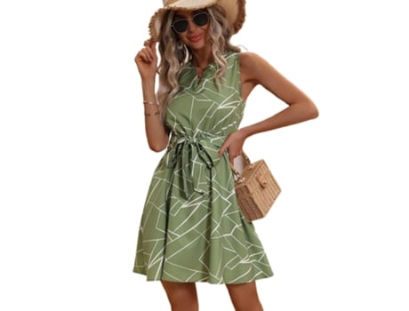 T-Shirt de Manga Cava de Mulher FYY Curto Verde (L)