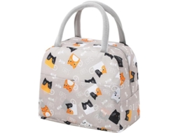 Bolsa térmica para alimentos, mulher, resistente à água, vazamento, gato S/MARCA