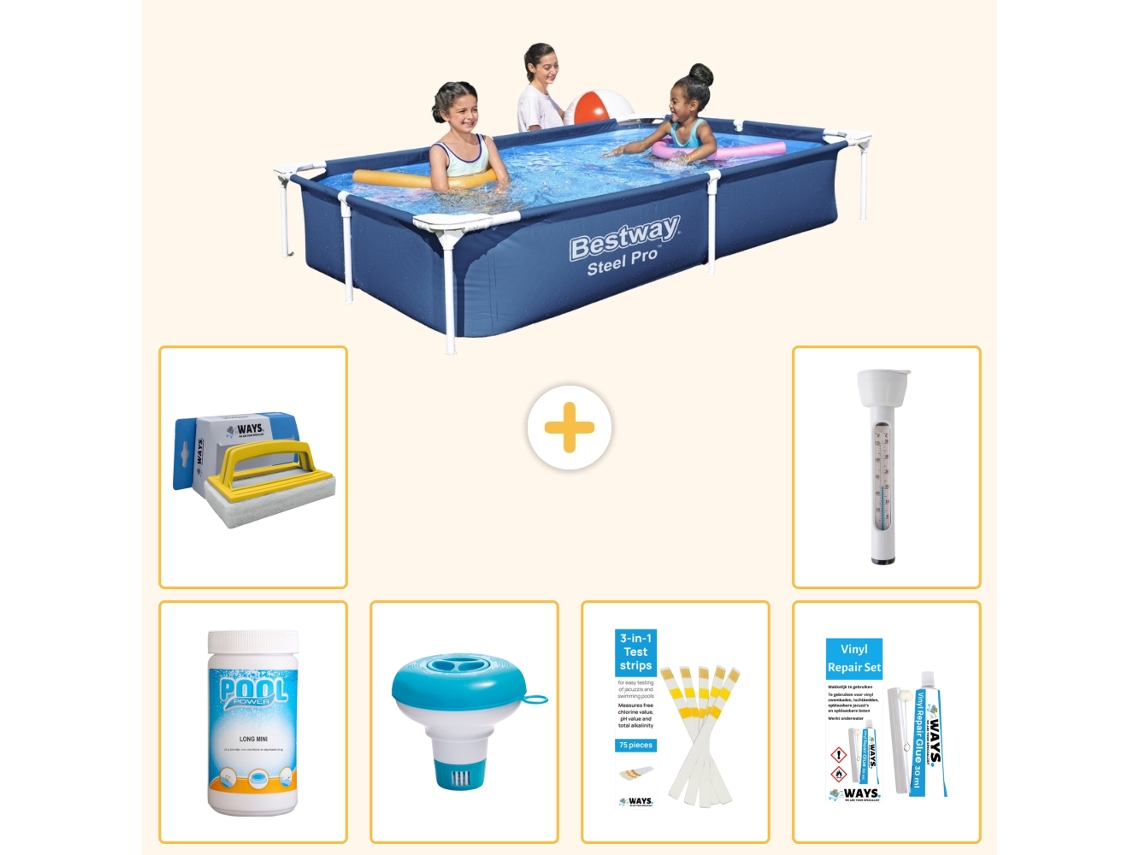 Bestway Piscina Bestway Steel Pro Retangular - 221x150x43 Cm - 7-peças S22290
