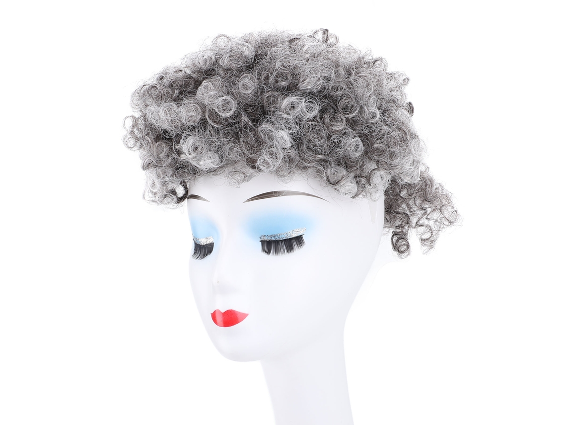 Peça De Cabelo Cacheado Curto Com Baba E Cordão Para Bun Desarrumado