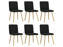 Vidaxl Cadeiras De Jantar 6 Pcs Tecido Preto