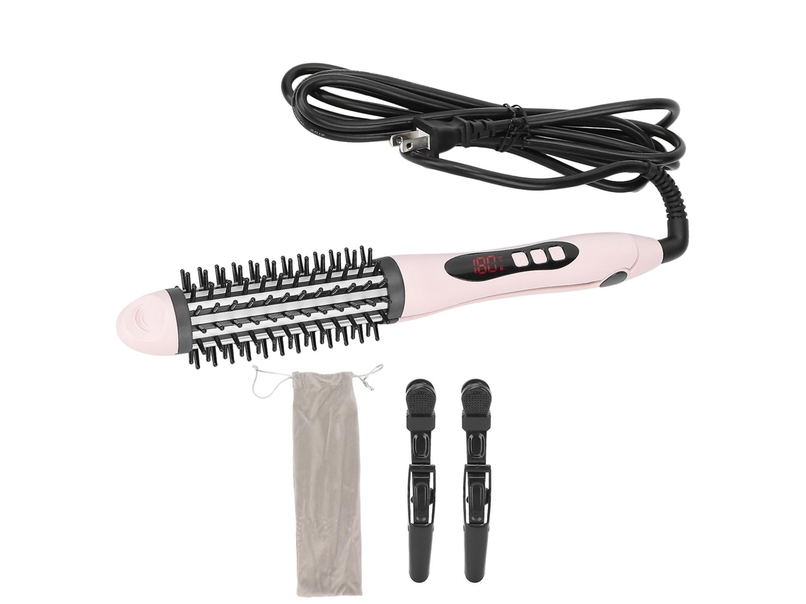 Prancha de Cabelo 2 em 1 com Escova Alisadora Redonda e Quente, 100 240v TAISHENGDA