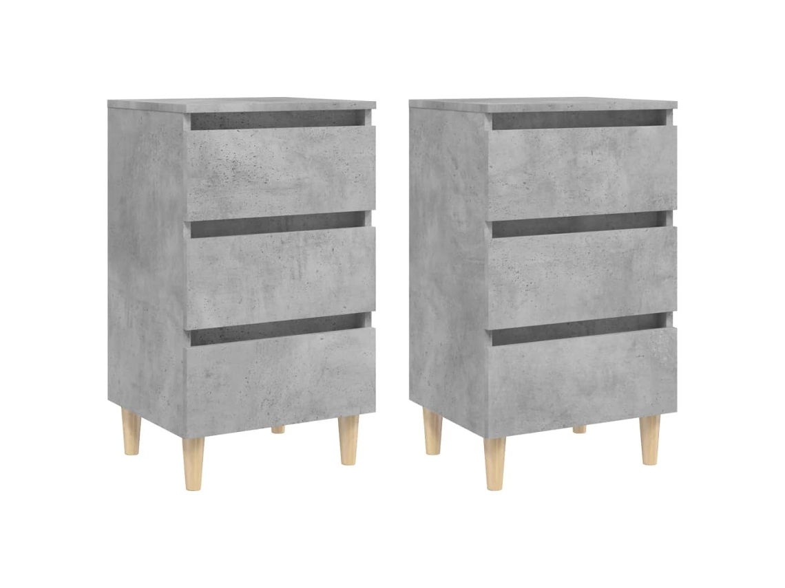 Maison Exclusive - Mesas Cabeceira Pernas Madeira 2pcs 40x35x69cm Cinzento Cimento