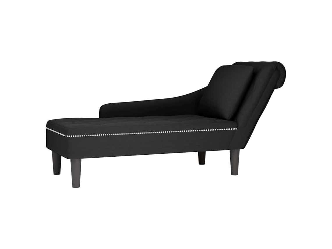 Vidaxl Chaise Lounge C/ Almofada/apoio De Braços Direito Veludo Preto