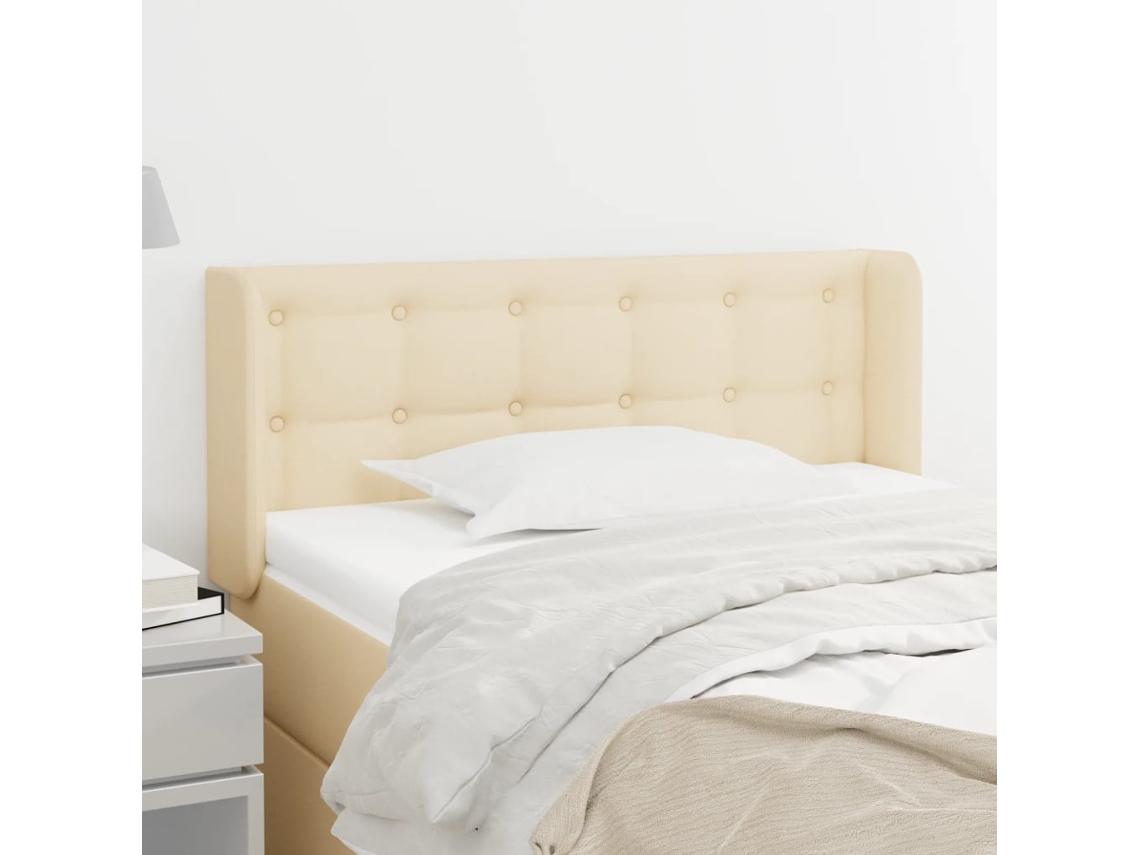 Vidaxl Cabeceira De Cama C/ Abas Tecido 93x16x78/88 Cm Creme