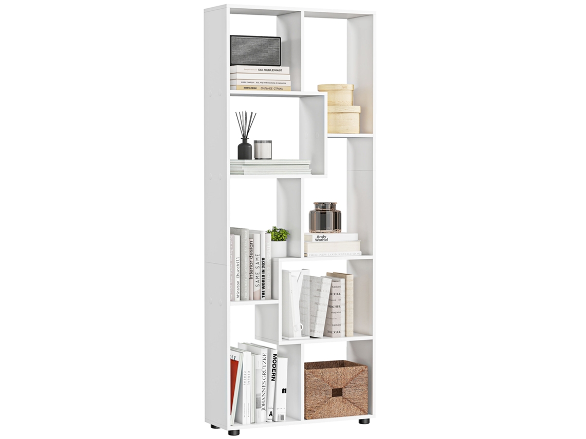 Estante Zigzag TOPBRICO com design contemporâneo, 70x24x178 cm, branca