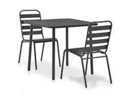 Pcs Conjunto Bistrô Aço Cinzento Escuro Dkd Home Decor