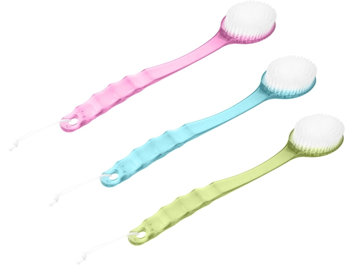 Conjunto De 3 Escovas Banho Longas Fomiyes Com Escova Corporal Esfoliante, Ferramenta Completa Para Limpeza E Massagem