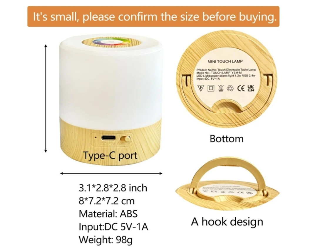 Mini Luz Noturna Led Abajur De Mesa Inteligente Com Controle De Toque Tempo De 2/4 Horas Regulável Recarregável Por Usb Portátil Mudança De Bestvite