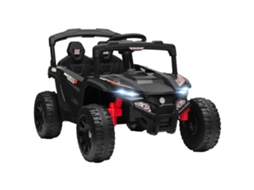 Carro Elétrico para Crianças 12v com 2 Motores Suspensão Traseira Faróis e Música 88x57,5x55,5 Cm Preto Ge