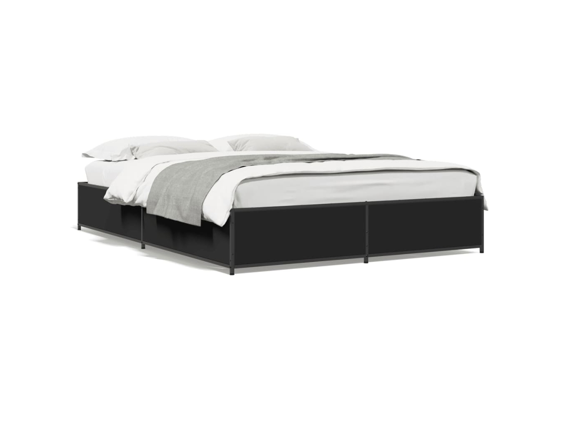 Estrutura de Cama Derivados de Madeira/metal Preto 135x190 cm MAISON EXCLUSIVE