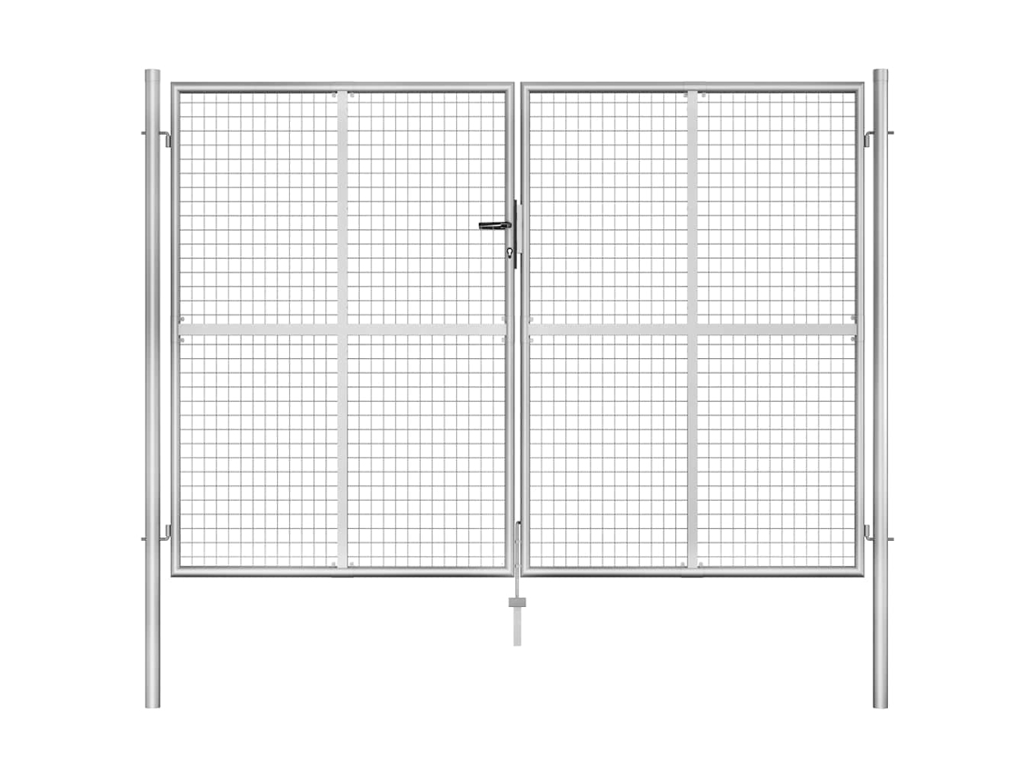 Vidaxl Portão De Jardim Em Aço Galvanizado 306x175 Cm Cor Prata