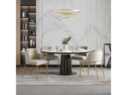 Cadeira moderna de 4 lugares com pernas inclinadas e pés ajustáveis, ideal para casa, mesa aberta, sala de estar (bege)