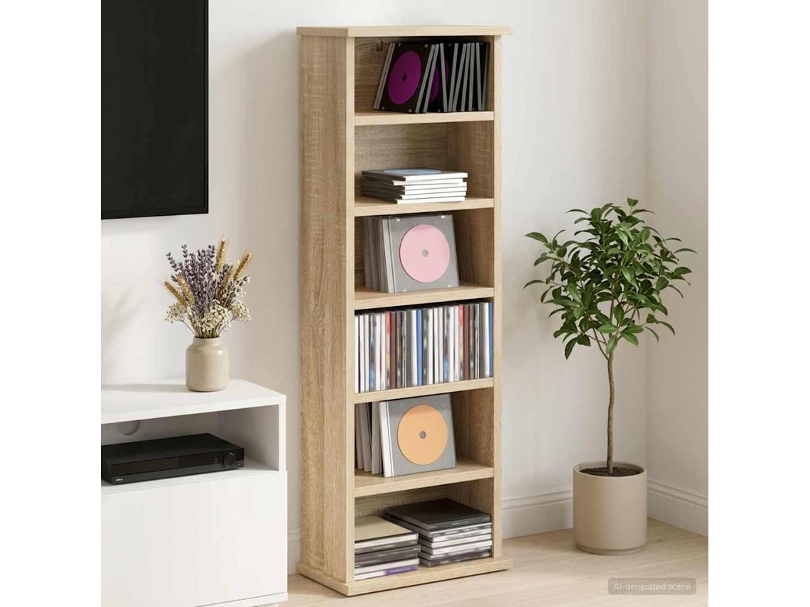 Vidaxl Armário Para Cd Carvalho Sonoma 60 X 17 X 92 Cm