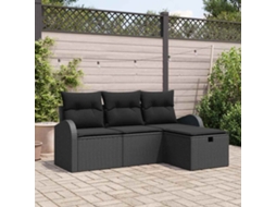 Vidaxl Conjunto De Sofás 4 Unid. Preto Vime Pe