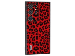 Capa Traseira De Couro Pctpu Compatível Com Samsung Galaxy S24 Ultra Com Estampa De Leopardo