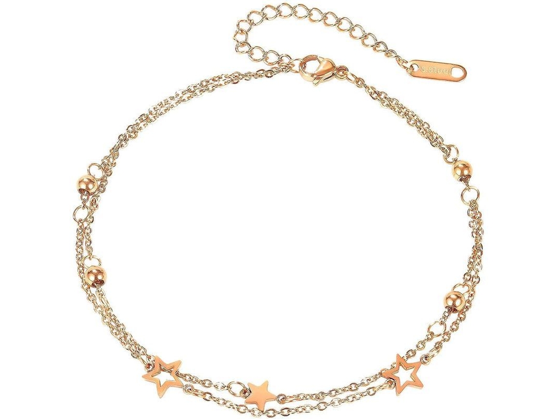Pulseira de Tornozelo em Ouro Rosa com Pingentes S/MARCA
