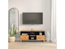 Vidaxl Móvel De Tv 100x33,5x46 Cm Mangueira Maciça Castanho E Preto
