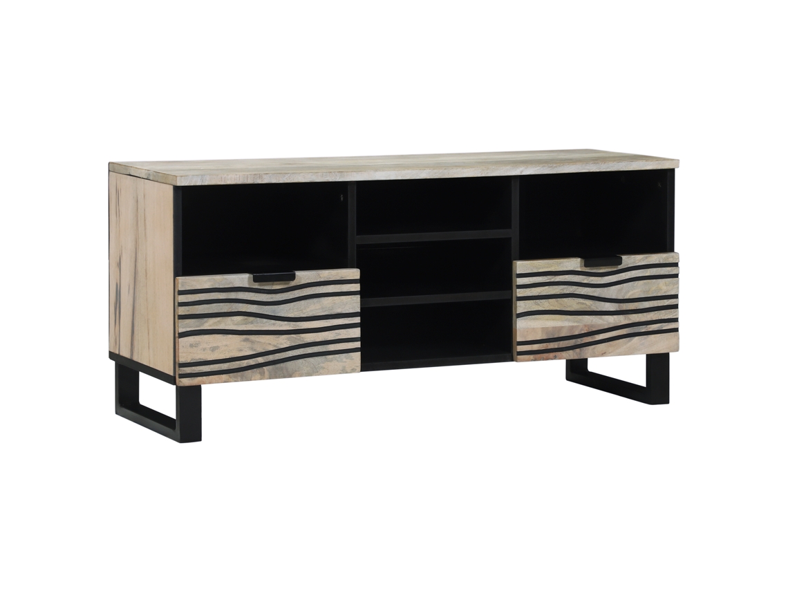 Conjunto 1 Suporte Para Tv Vidaxl Branco Madeira De Mangueira Maciça (100 X 33 X 46 Cm)