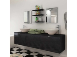 Vidaxl Móveis Casa De Banho 8 Pcs E Conjunto Lavatório Preto
