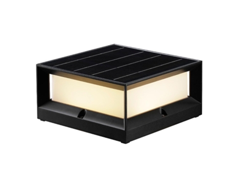 Poste De Luz Solar Led Para Jardim Ip54 À Prova Dágua, Quadrado, Acrílico, Com Base De Montagem Sunny Spaces