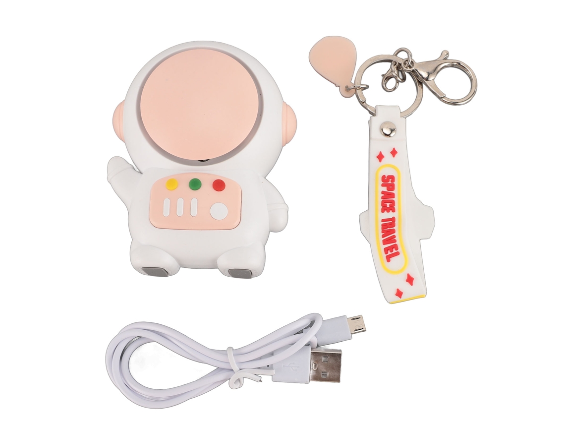 Ventilador Portátil Astronauta Usb Recarregável Sem Lâminas Rosa 2 Velocidades