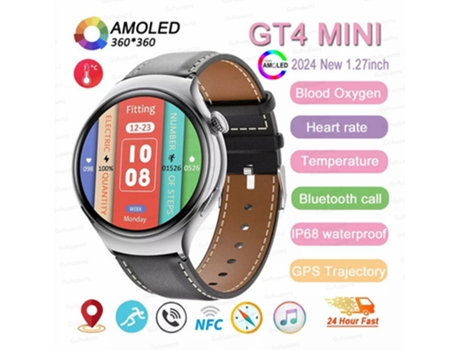 Smartwatch Timovo® Relógio Inteligente Feminino Rastreador Gps 1.27 Polegadas Tela Amoled Chamada Bluetooth À Prova D Água Black Leather