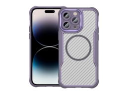 Capa Transparente Para Iphone 14 Pro Max - Textura De Fibra De Carbono - Magsafe