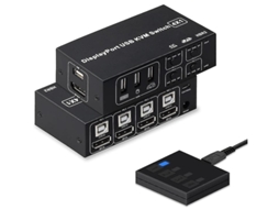 Comutador Kvm Displayport 4 Portas 3D Uhd 4K @ 60Hz YIZHOOD Inf062 Preto