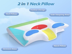 Lurelia Almofada Antirronco, Espuma Viscoelástica, Ergonómica, Ortopédica, Respirável, Hipoalergénica, Removível, Sono Descanso, Branco