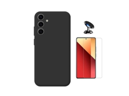 Kit Vidro Clearglass Capa Silicone Líquido Suporte Magnético Phonecare Para Samsung Galaxy S25 Fe 5g - Preto