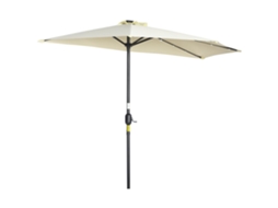Ombrellone semicircolare con pannello solare, 20 luci Led, manovella, beige, 2,70x1,35x2,40 m, ZENCORE SERVICES