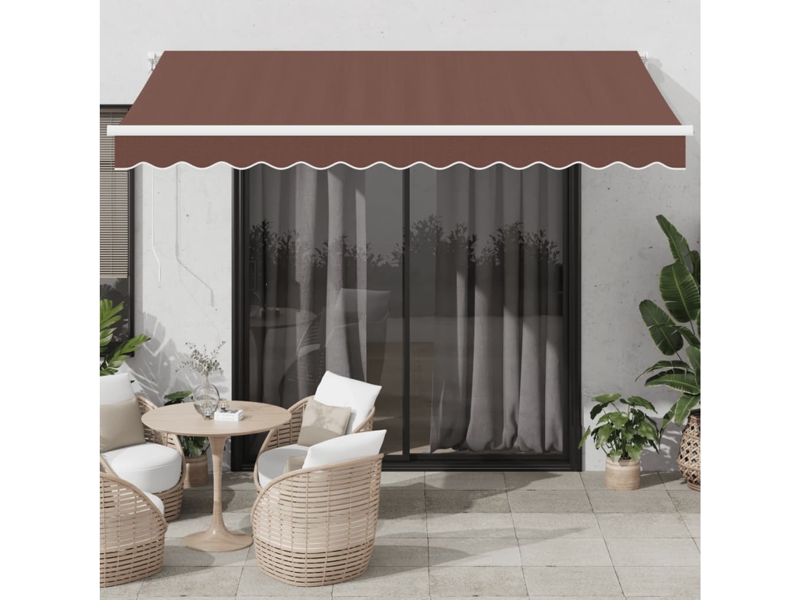 Vidaxl Toldo Retrátil Manual 350x250 Cm Castanho