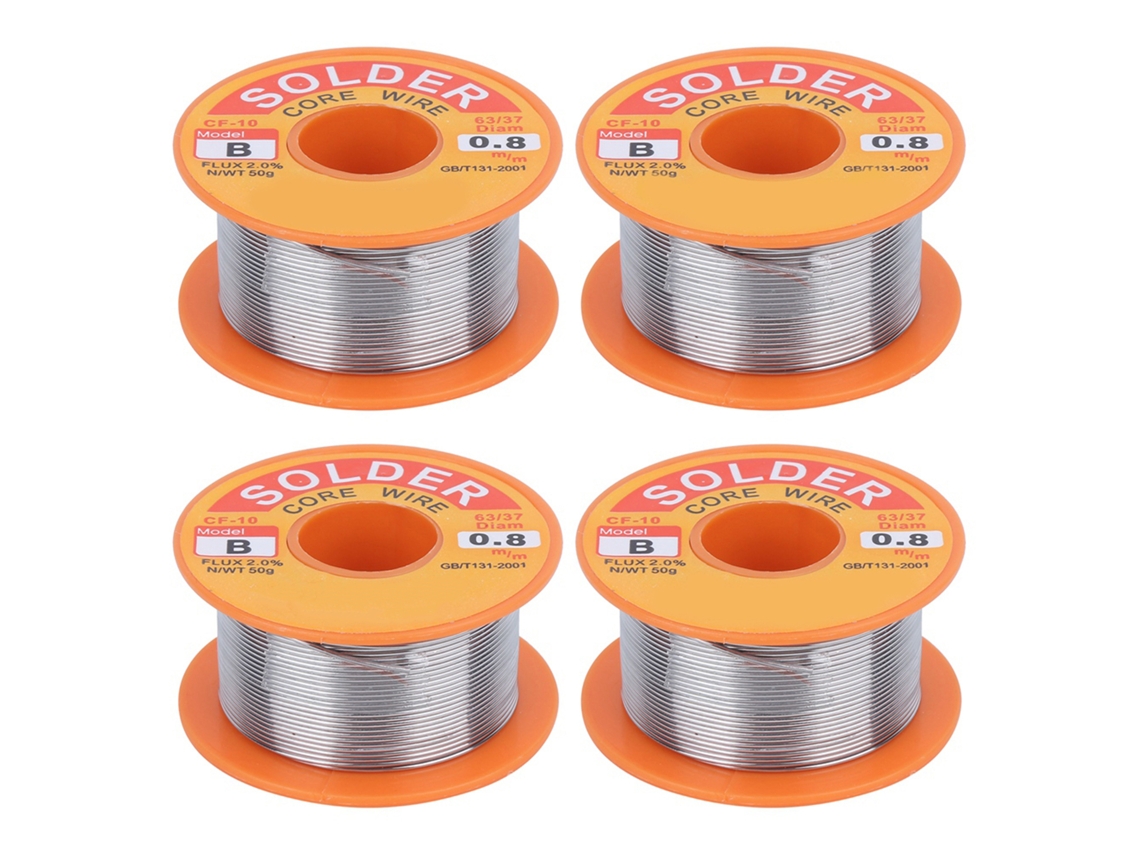 4 Peças De Fio De Estanho Com Fluxo Soldagem Alta Pureza Sem Limpeza Bobina 50g 0.8mm