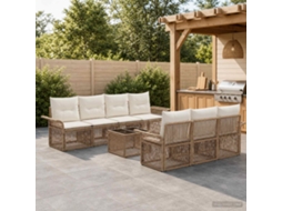 Vidaxl Conjunto De Sofá De Jardim 8 Unid. Bege Vime Pe
