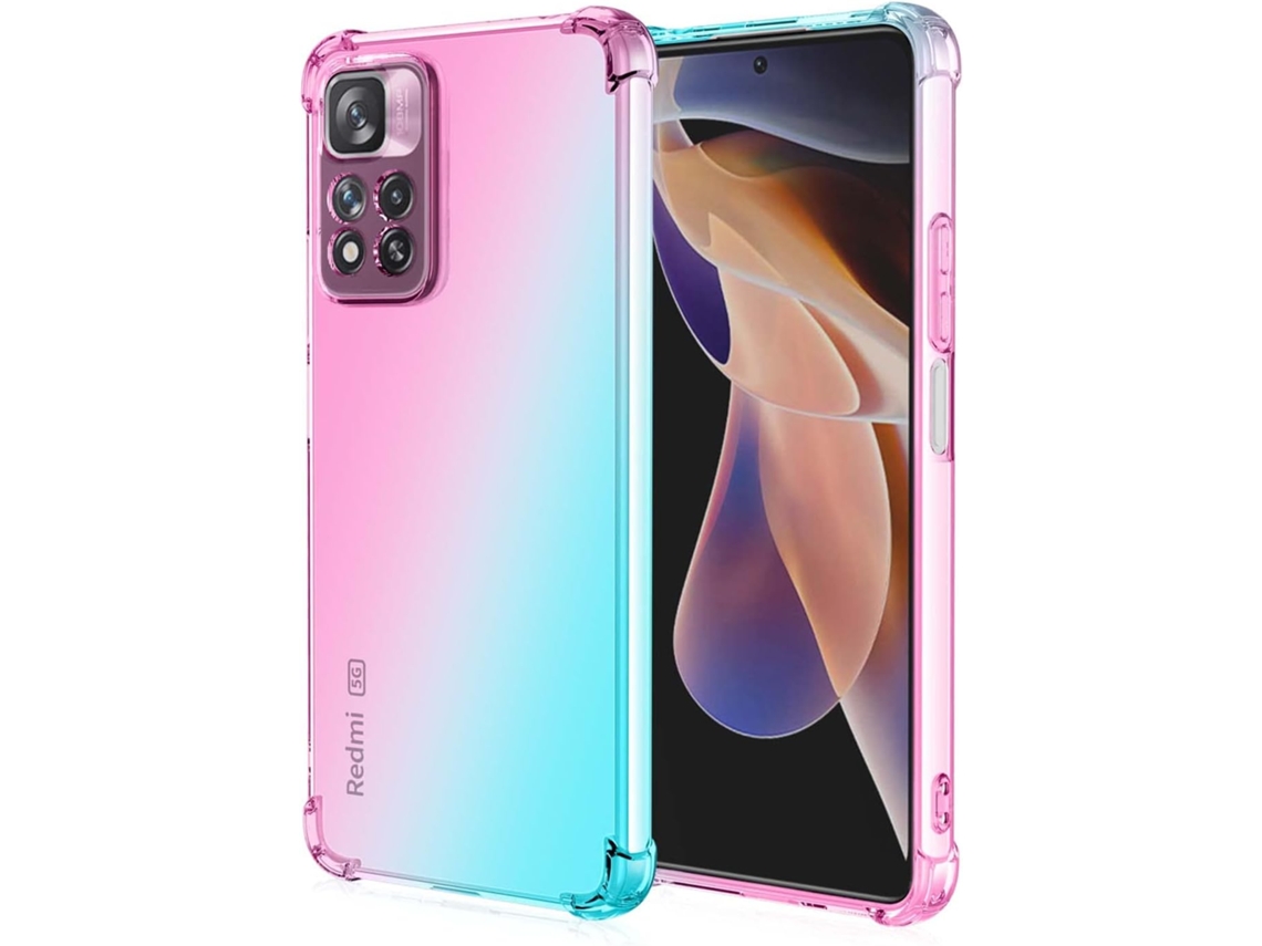 Capa Gradiente Cantos Reforçados para Xiaomi Xiaomi Poco M4 Pro 5G HONGWE. Pele Sintética Textura Macia Anti-Choque Transparente