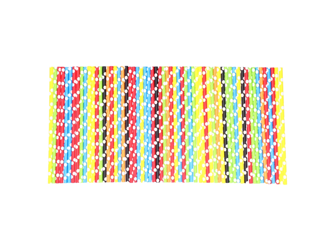 60 Pajitas De Papel Para Bebidas Hogar Con Puntos Coloridos Suministros Diy Decoración Fiesta