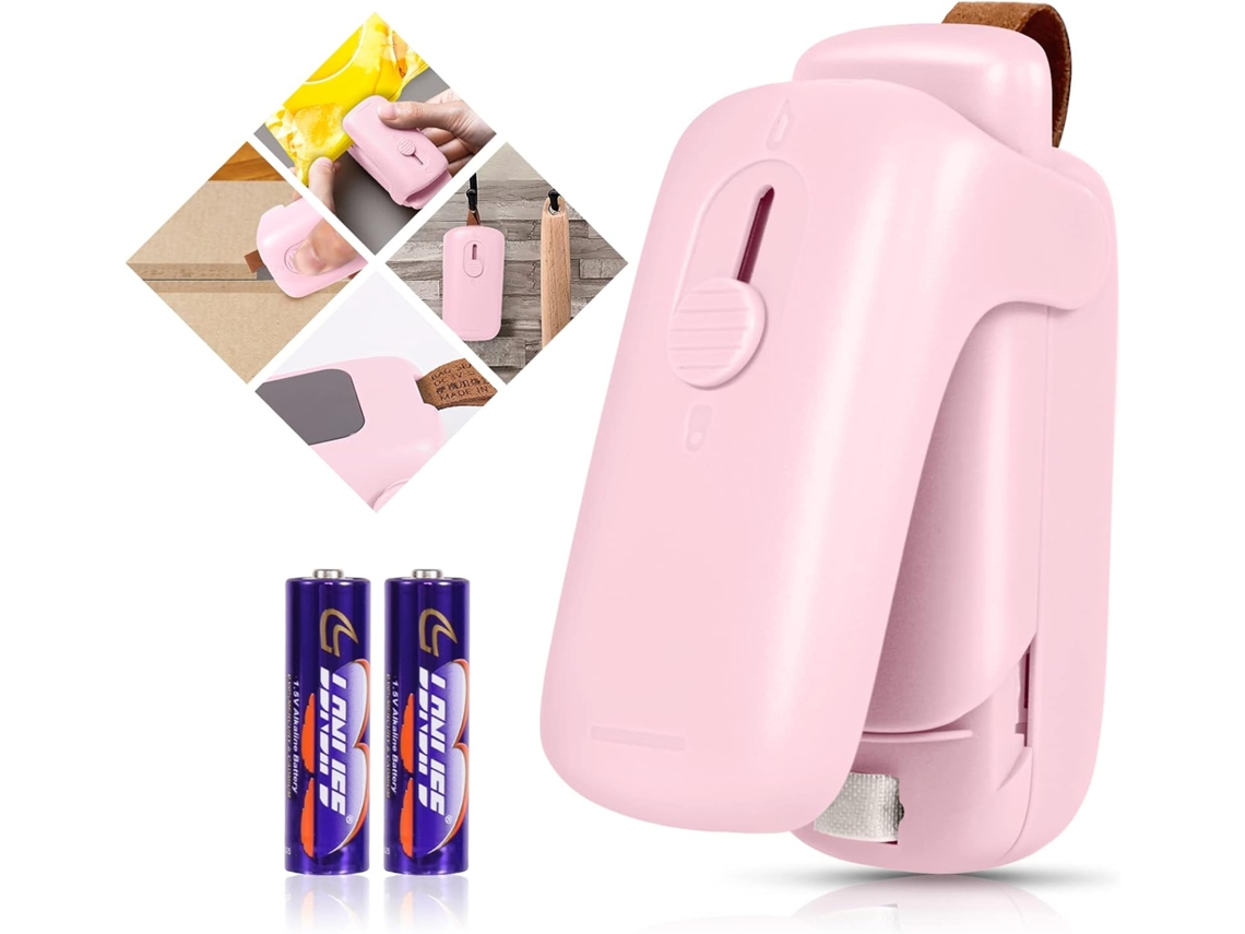 Mini Seladora Térmica A Vácuo Portátil, 2 Em 1, Com Cordão, Para Selar E Cortar Alimentos Em Sacos Plásticos (rosa)