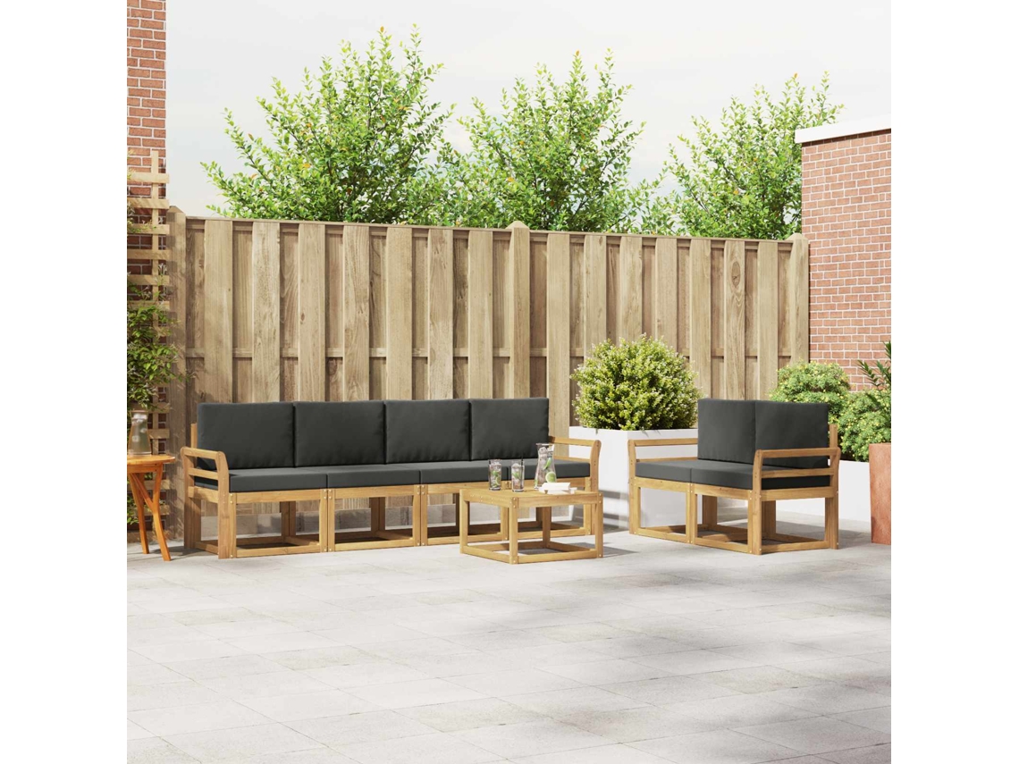Vidaxl Conjunto De Sofás Para Exterior 7 Pcs Branco E Antracite
