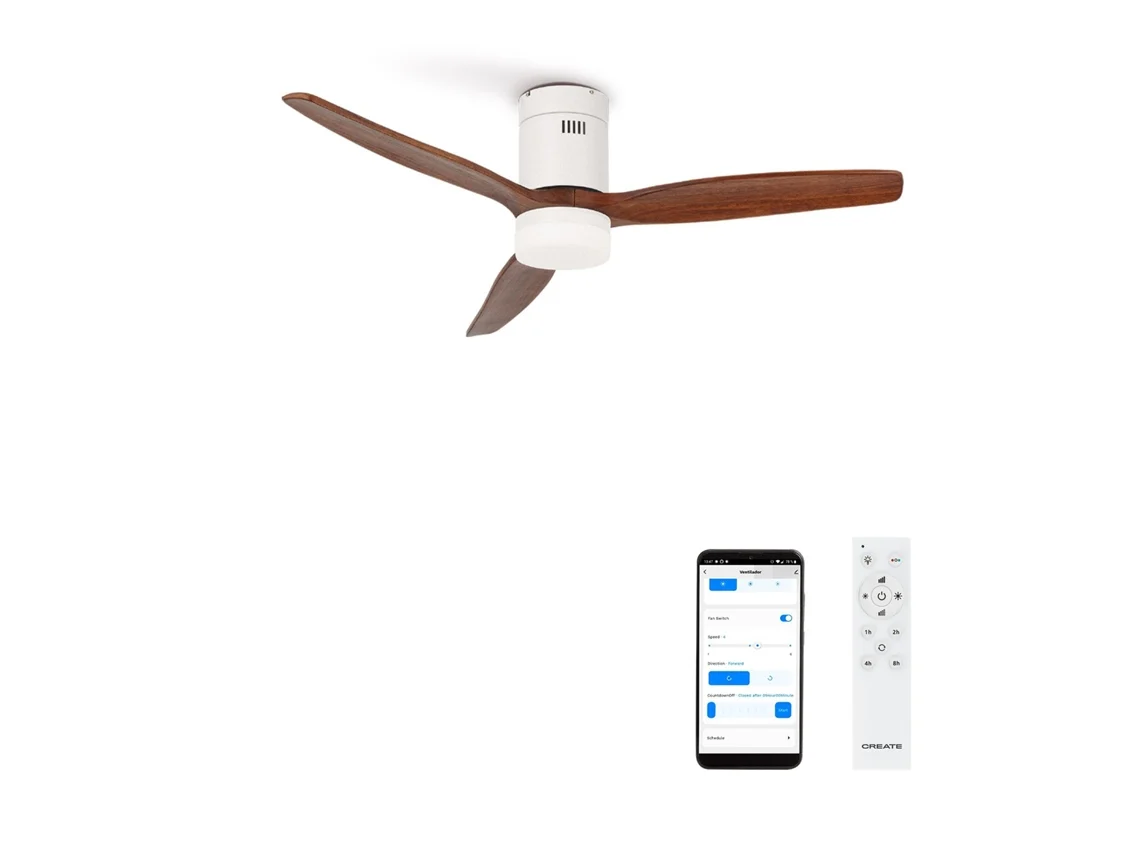 Create - Wind Calm - Ventilador De Teto Silencioso De 40 W Com Pás Técnicas Em Abs De Vários Tamanhos