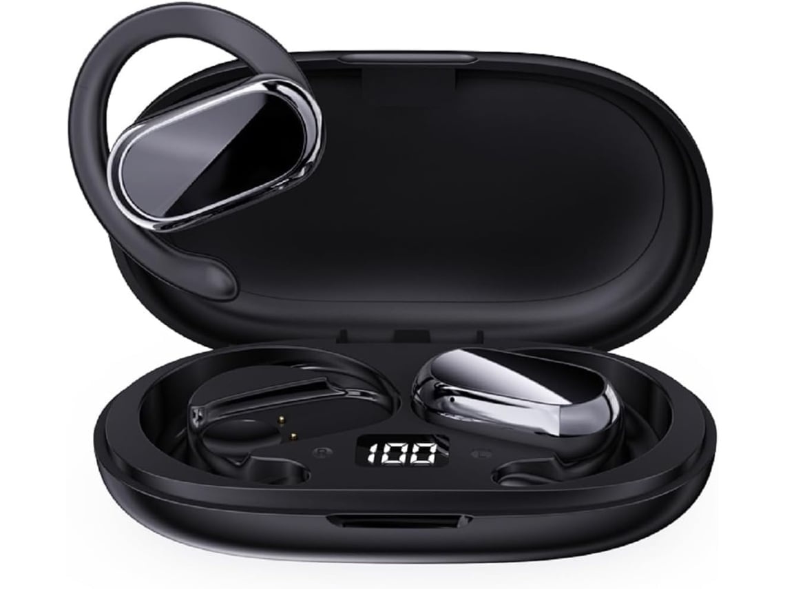 Auriculares De Condução Óssea Bluetooth Design Aberto Gancho De Orelha Cancelamento De Ruído Display Led/lcd Lurelia