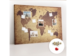 Painel De Cortiça Para Parede Mapa-múndi Antigo Para O Escritório Espelharte (140x100 Cm)