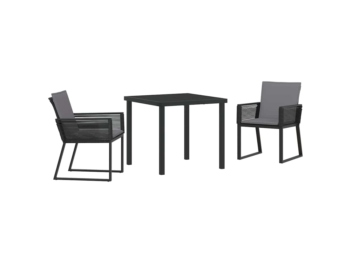 Maison Exclusive - Conjunto De Jantar Para Jardim 3 Pcs Preto Aço Revestido A Pó