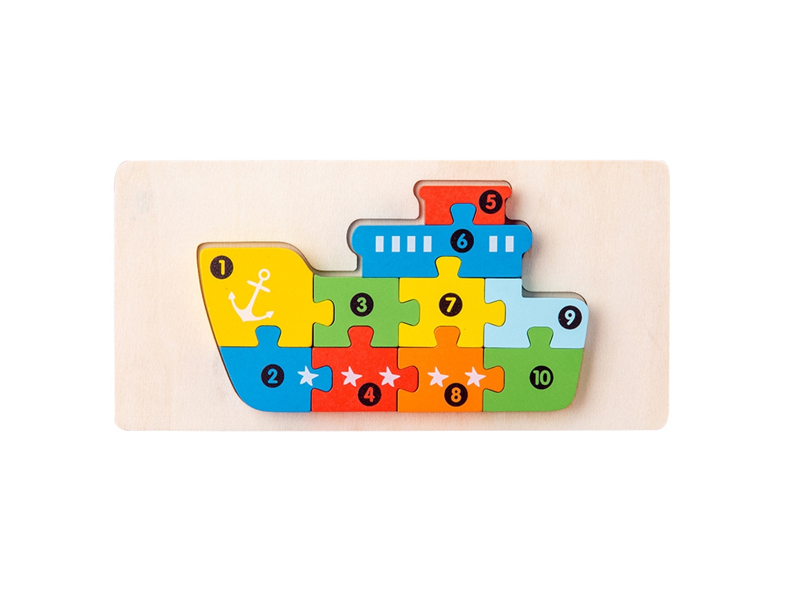 Brinquedo Educativo Montessori Para Crianças Dos 3 Aos 5 Anos, Puzzle Numérico Com Números De 1 A 10 Navio Hexinyigjly