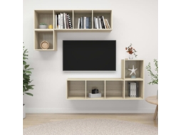 Vidaxl 4 Pcs Conjunto Móveis De Tv Derivados Madeira Carvalho Sonoma