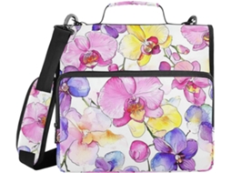 Organizador de Arquivos de Mesa Com 3 Argolas 1,5 Polegadas, Estampa Orquídea Selvagem, Alça E De Ombro