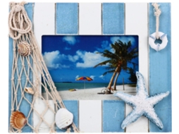 Porta Retratos Madeira Estrela Decoração Escrivaninha Acessório Decorativo Mediterrâneo Mar Mesa GOKOCO