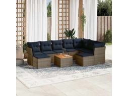 Vidaxl Conjunto De Sofá De Jardim Com 10 Peças E Almofadas Em Rattan Sintético Cinza